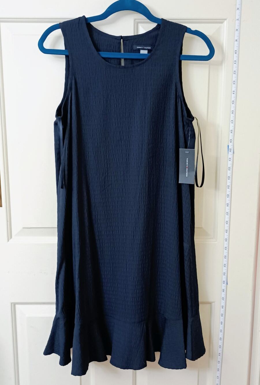 Tommy Hilfiger - Navy Textured Sleeveless Flounce Hem Dress - Sz 4 - NWT